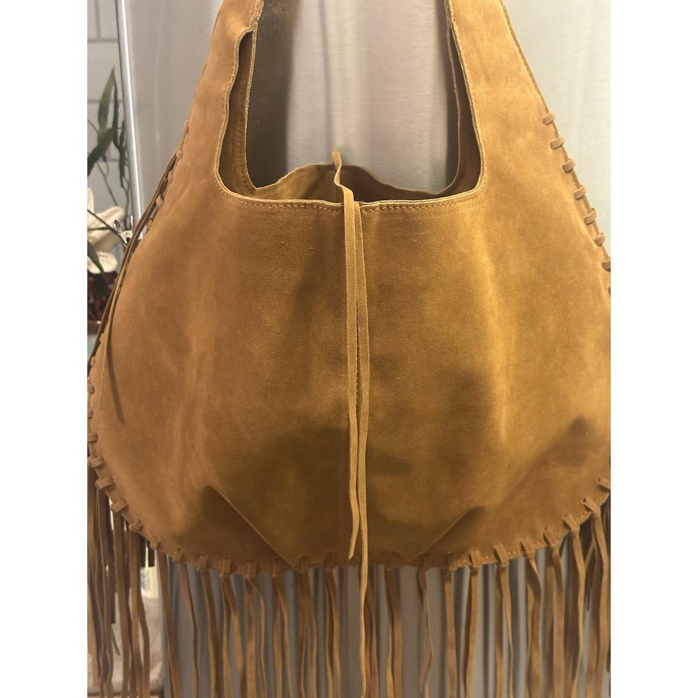 Suede Fringe Hobo Bag Tan Boho Western Festival Rodeo Shoulder Bag NWOT Real